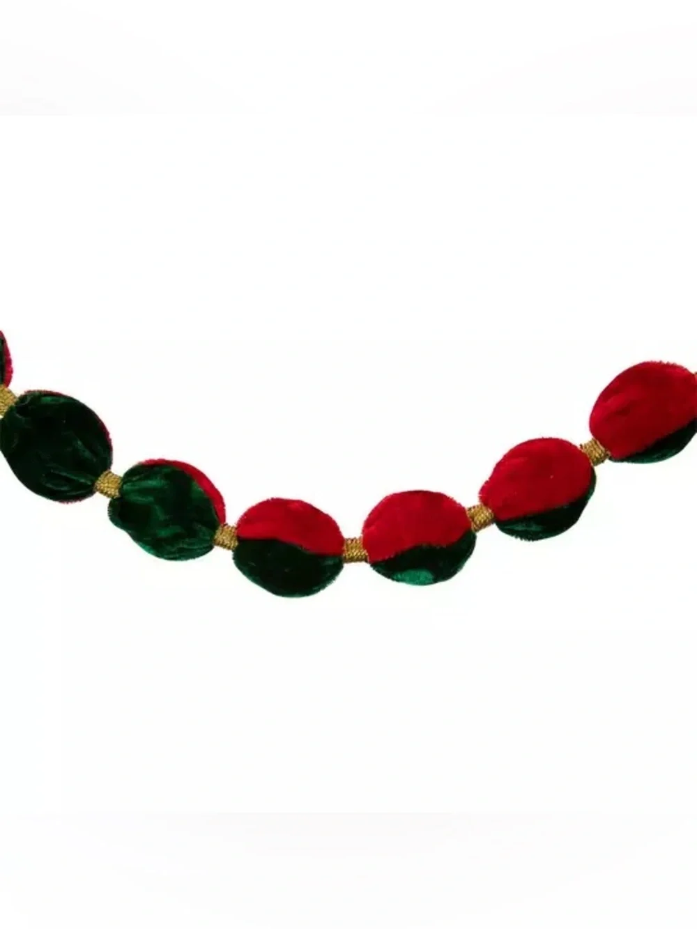 (2) Green & Red Velvet Ball Garland